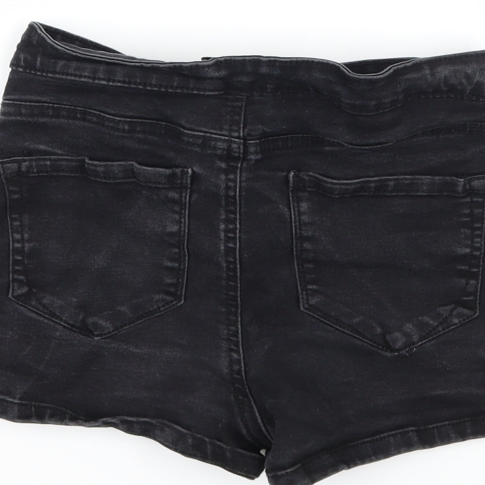 Denim & Co. Womens Grey  Denim Hot Pants Shorts Size 8