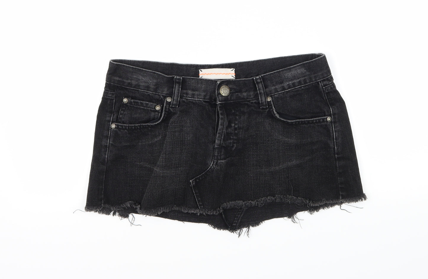 Topshop Womens Black  Denim Mini Skirt Size 10  - Extreme Mini