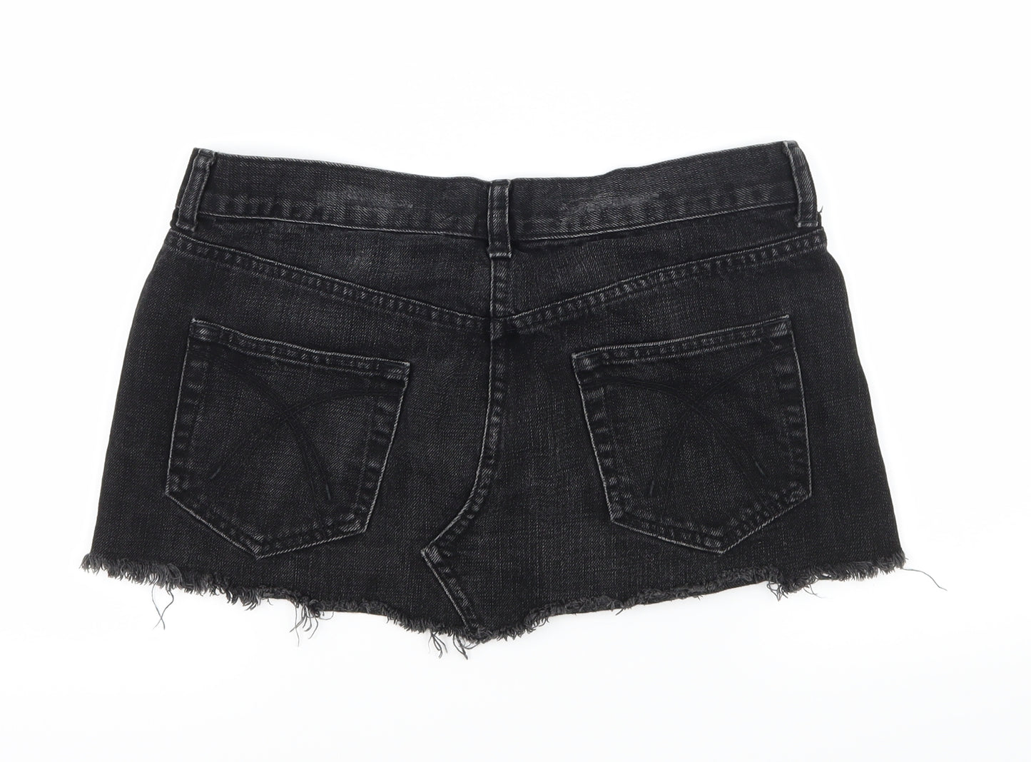 Topshop Womens Black  Denim Mini Skirt Size 10  - Extreme Mini