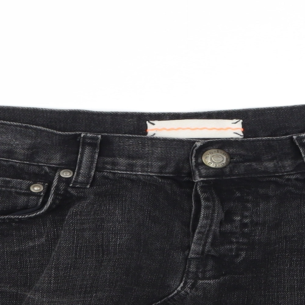 Topshop Womens Black  Denim Mini Skirt Size 10  - Extreme Mini