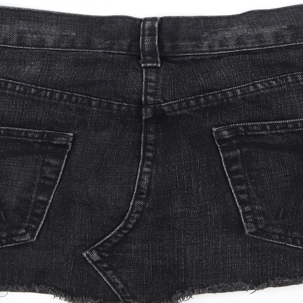 Topshop Womens Black  Denim Mini Skirt Size 10  - Extreme Mini