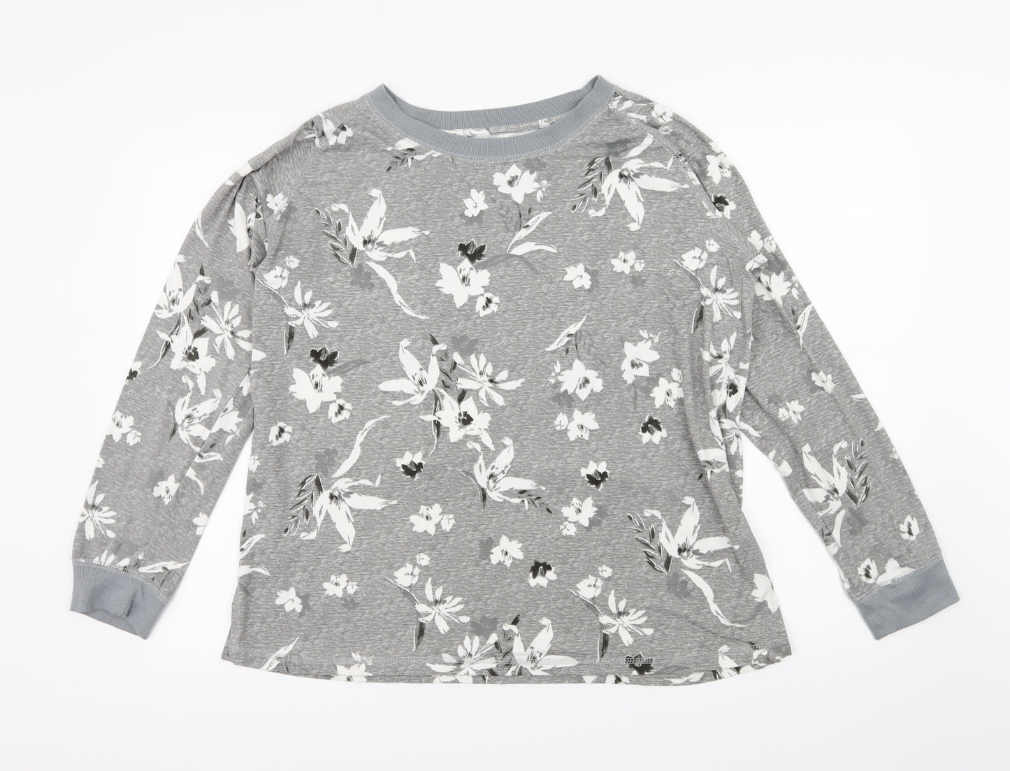 Peacocks Womens Grey Floral Jersey Pullover Sweatshirt Size 18