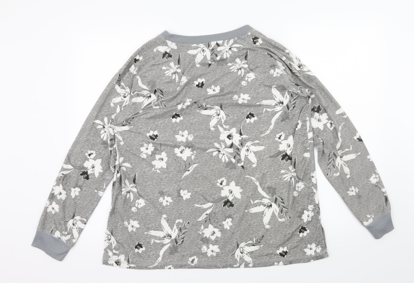 Peacocks Womens Grey Floral Jersey Pullover Sweatshirt Size 18
