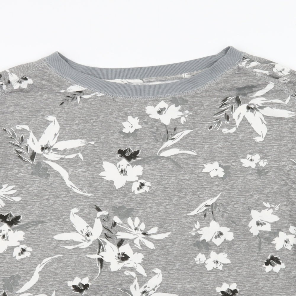 Peacocks Womens Grey Floral Jersey Pullover Sweatshirt Size 18