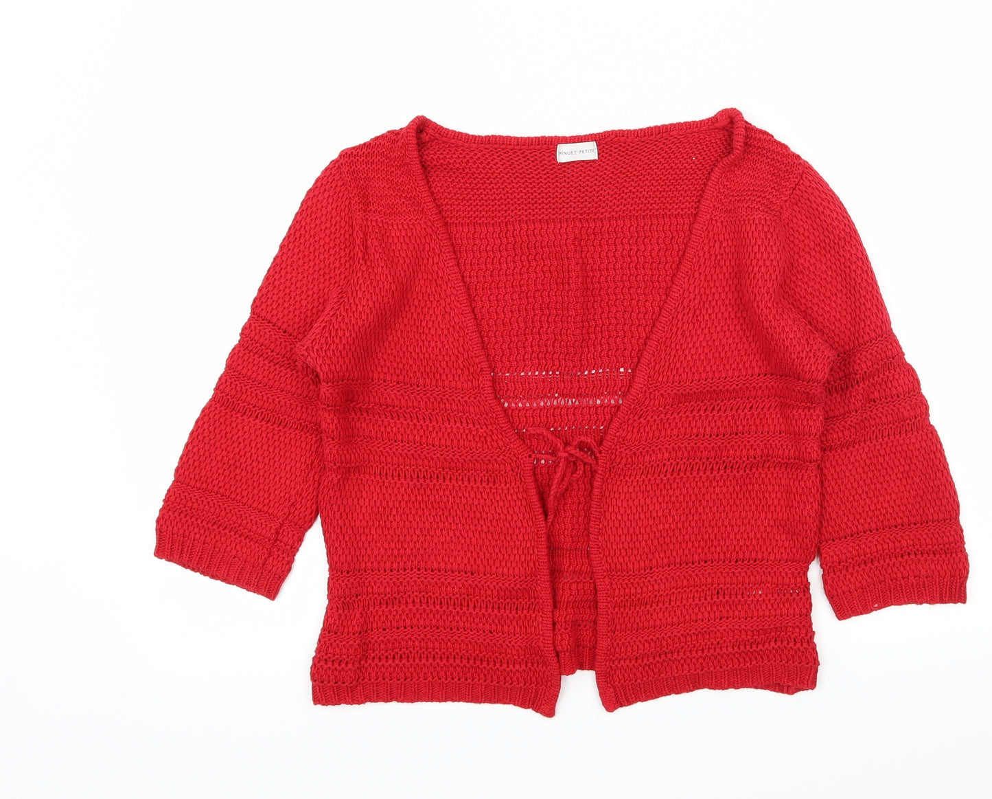 Minuet Petite Womens Red  Knit Cardigan Jumper Size M