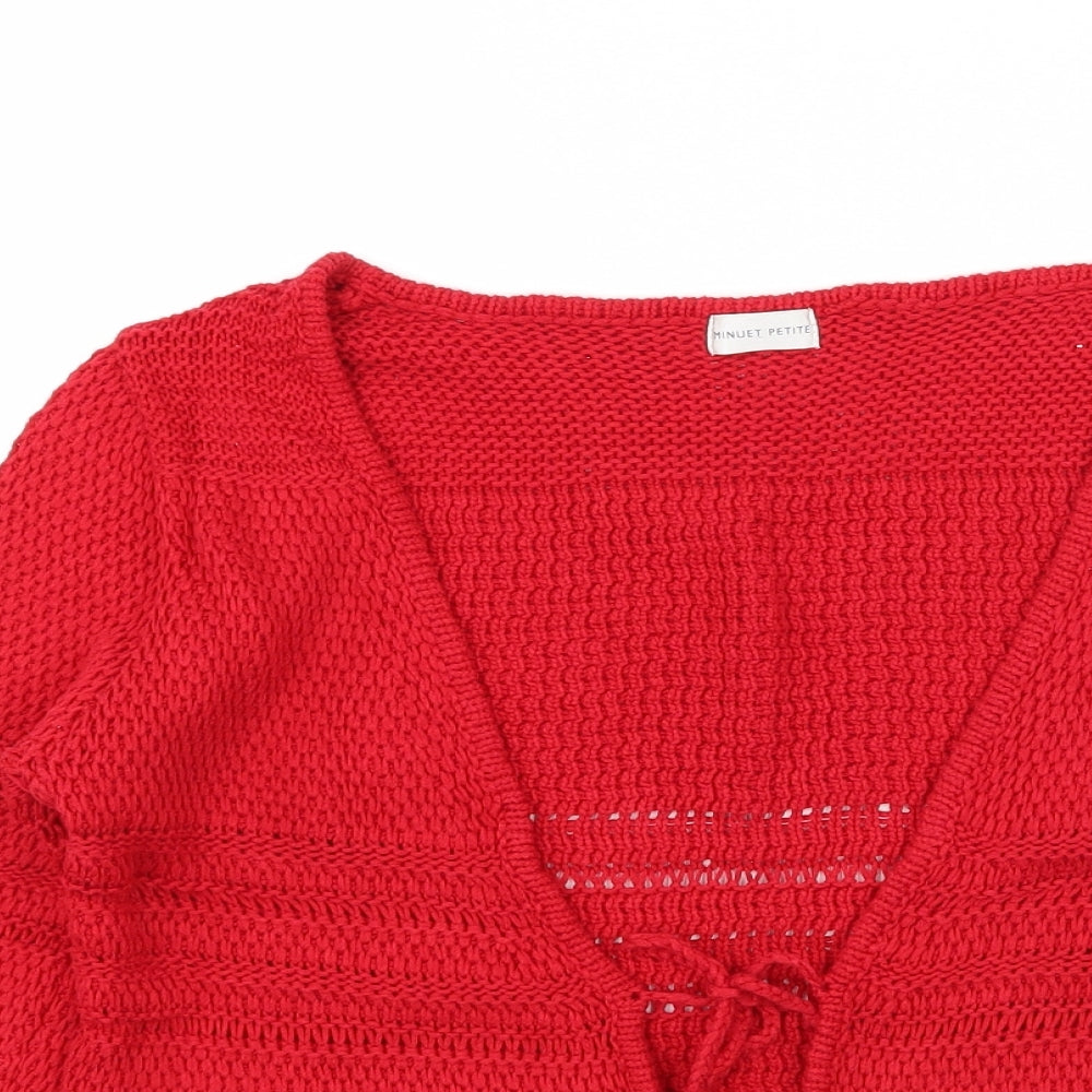 Minuet Petite Womens Red  Knit Cardigan Jumper Size M