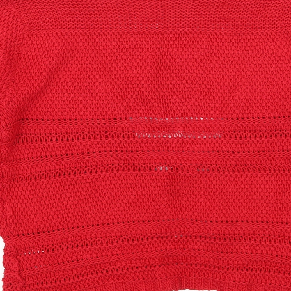 Minuet Petite Womens Red  Knit Cardigan Jumper Size M