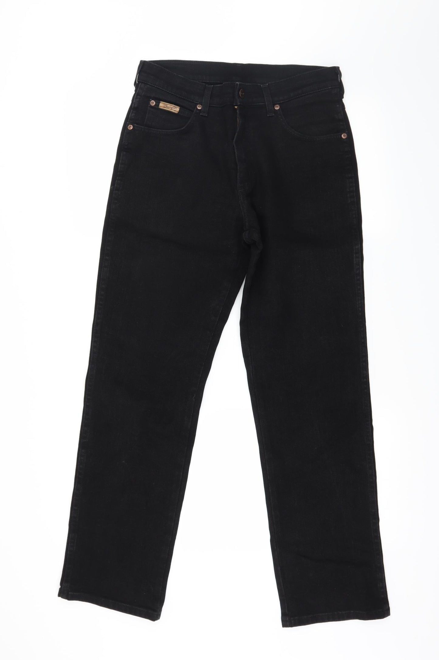 Wrangler Mens Black  Denim Straight Jeans Size 30 L30 in
