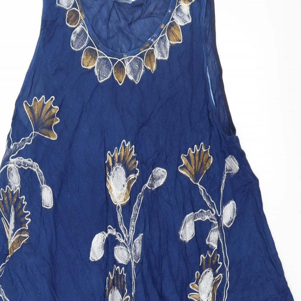 Preworn Womens Blue Geometric  Slip Dress  One Size