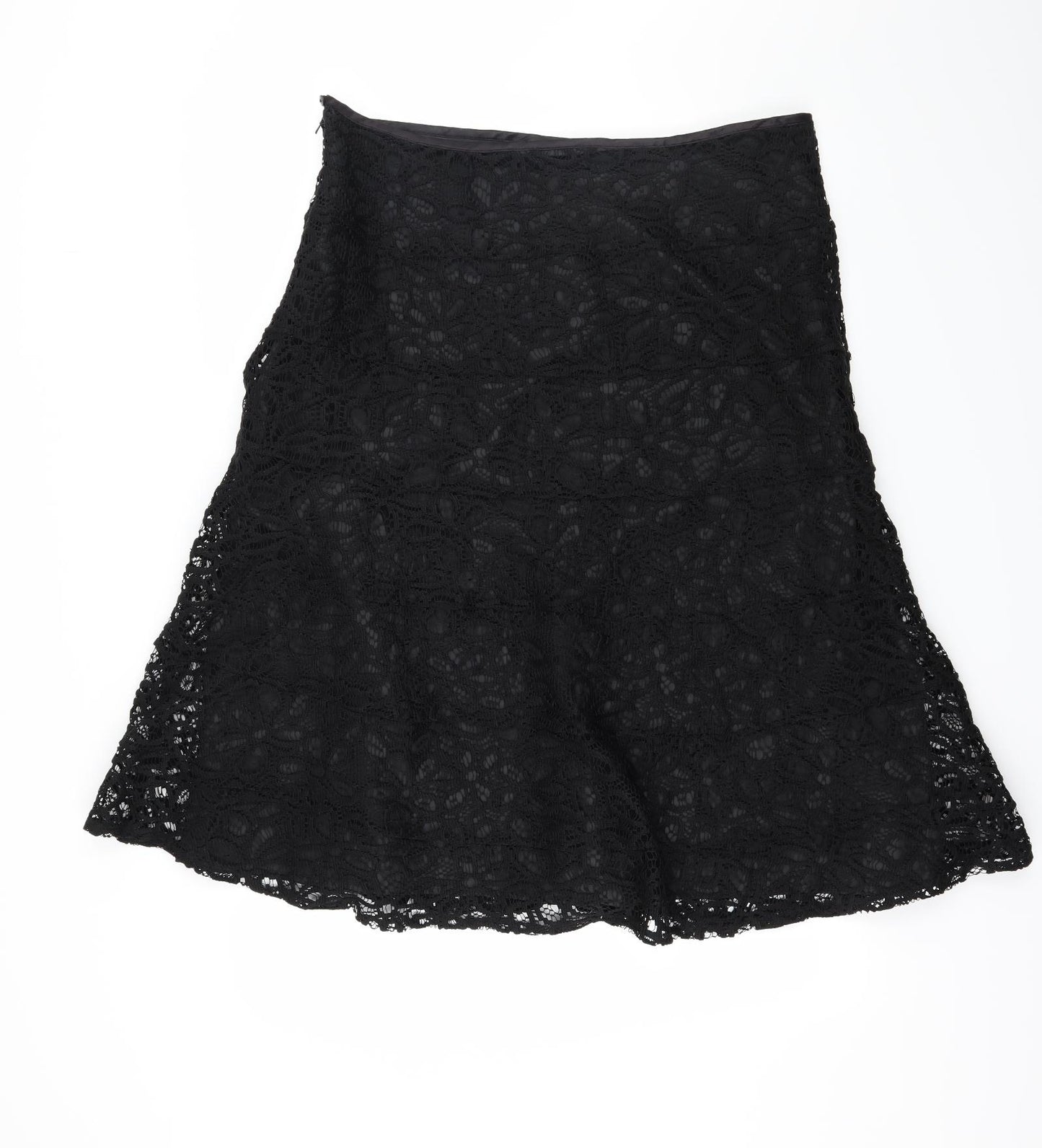 Preworn Womens Black  Lace Flare Skirt Size 16
