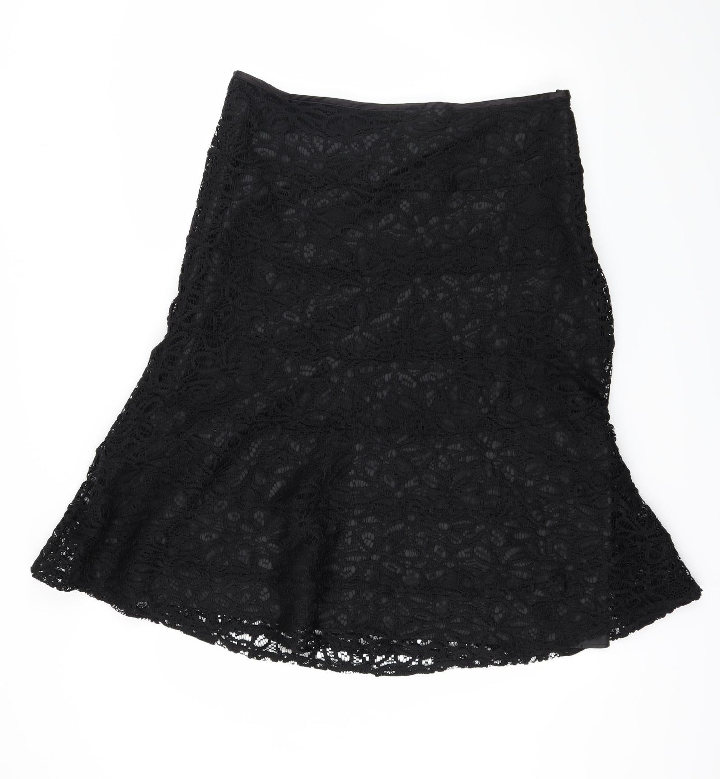 Preworn Womens Black  Lace Flare Skirt Size 16