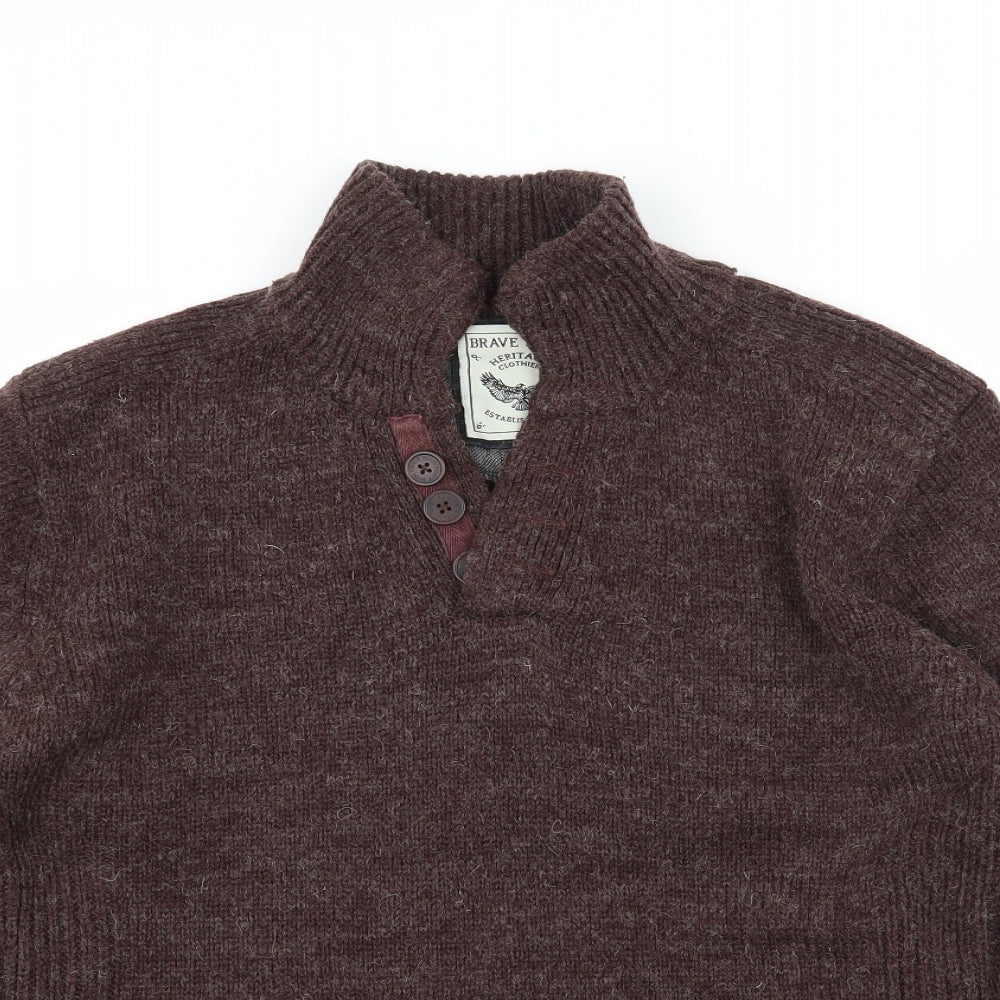 Brave Soul Mens Brown  Knit Pullover Jumper Size L