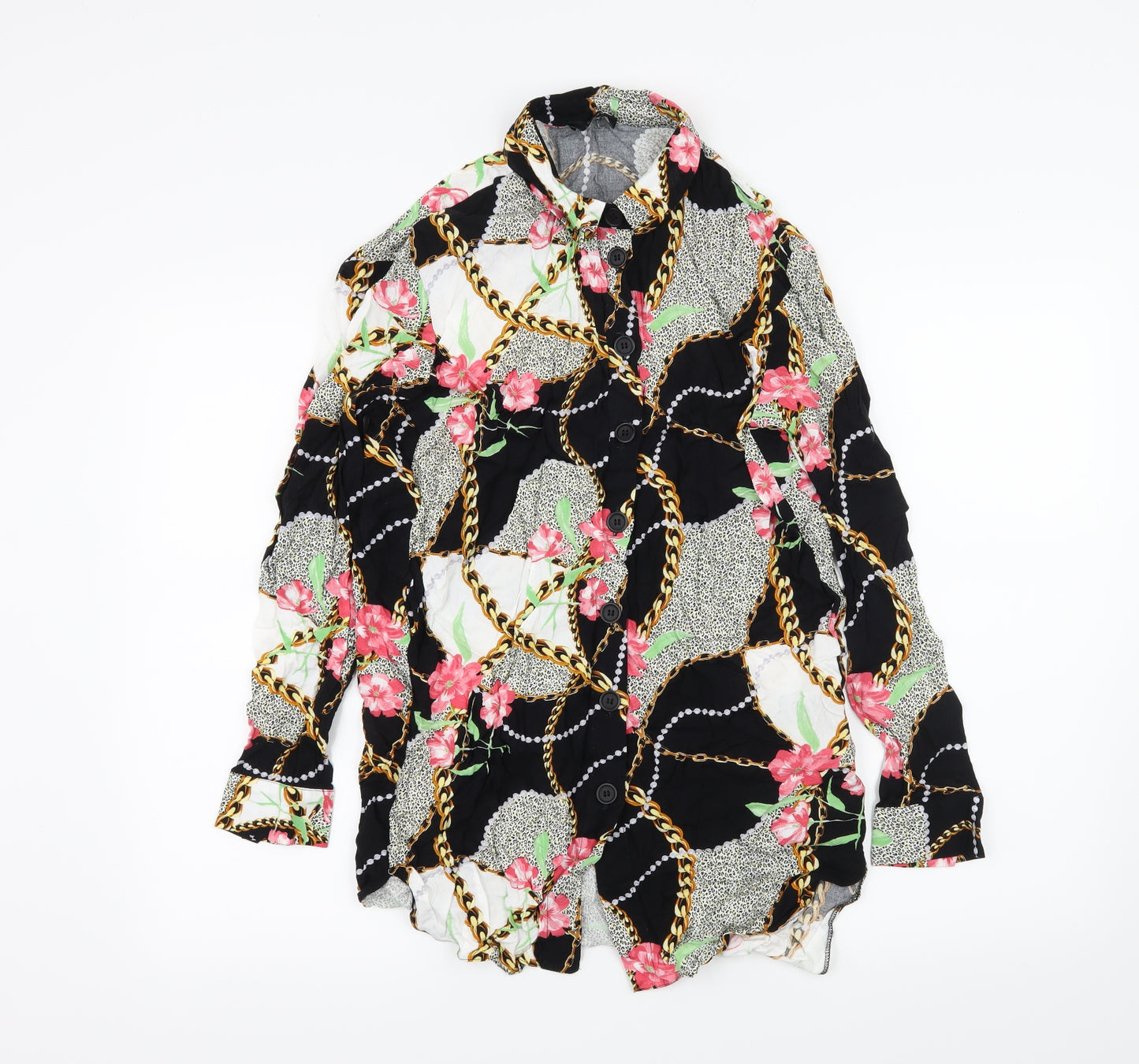 Papaya Womens Multicoloured Floral  Basic Button-Up Size 10  - Chain Print
