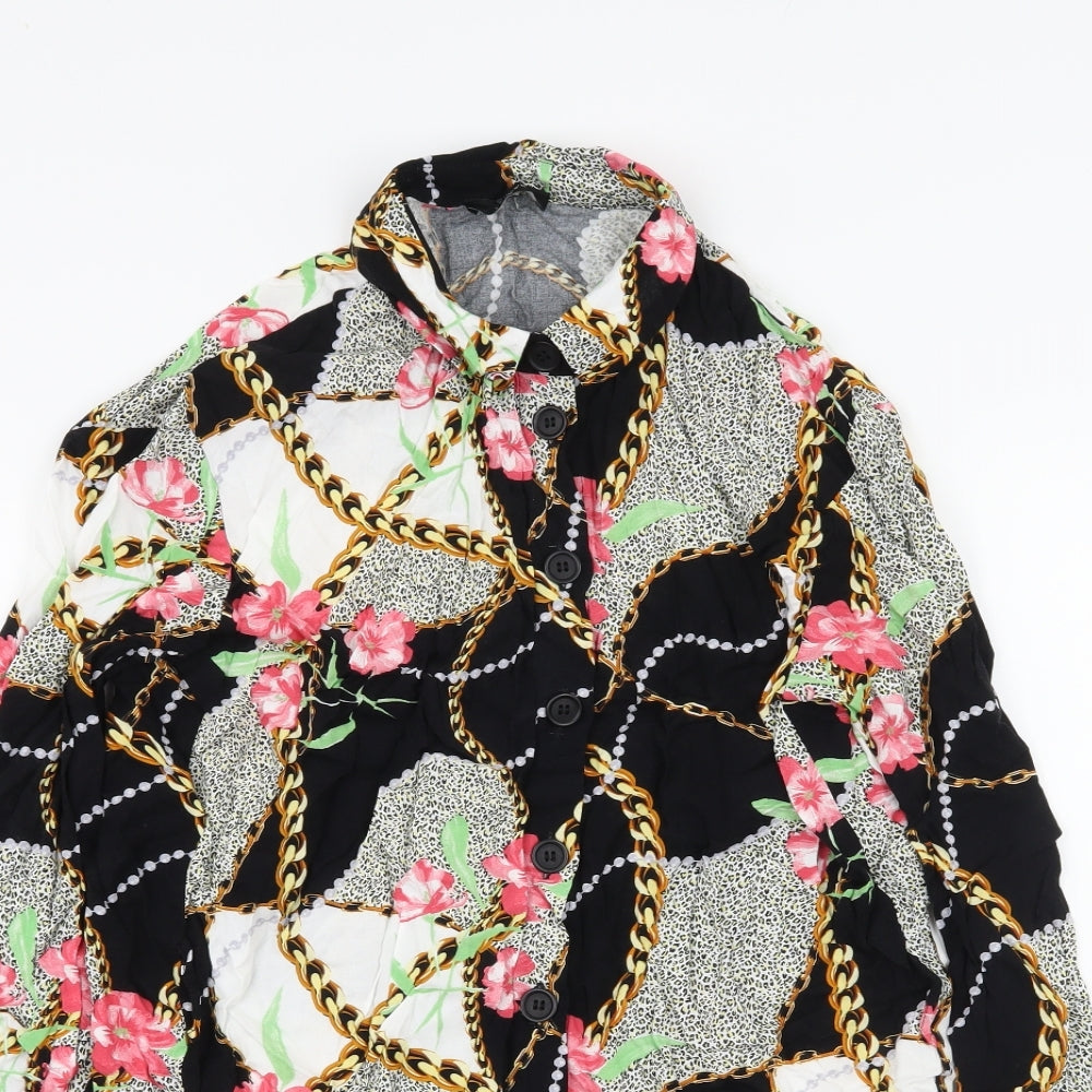 Papaya Womens Multicoloured Floral  Basic Button-Up Size 10  - Chain Print