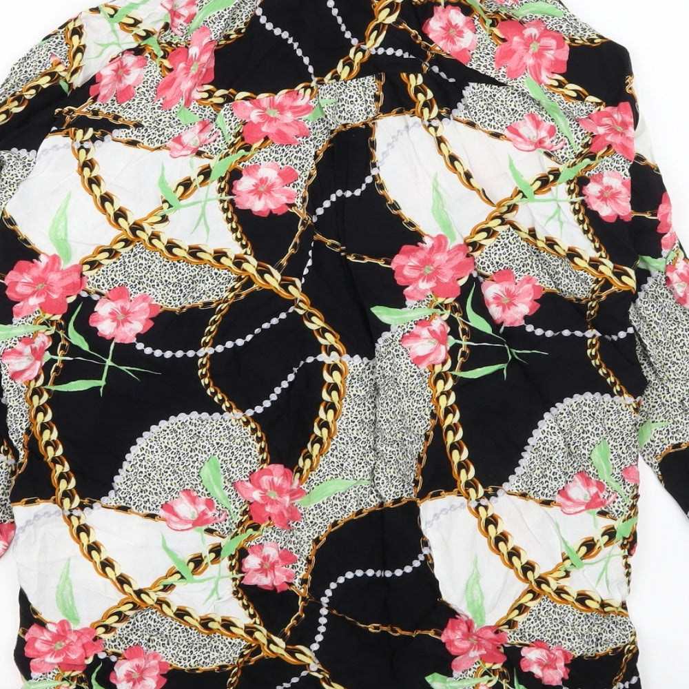 Papaya Womens Multicoloured Floral  Basic Button-Up Size 10  - Chain Print