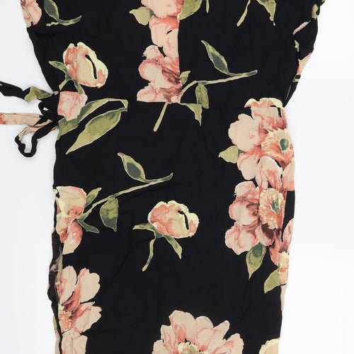Topshop Womens Black Floral  Wrap Dress  Size 10