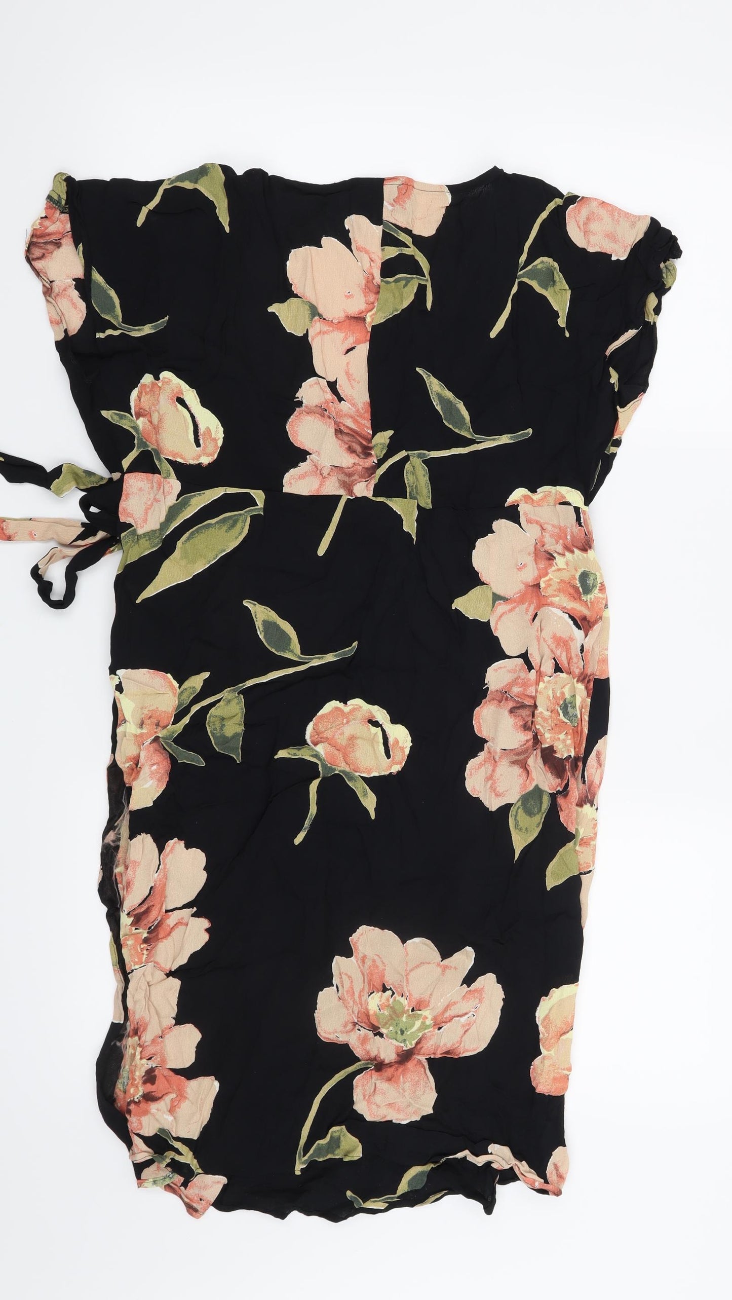 Topshop Womens Black Floral  Wrap Dress  Size 10