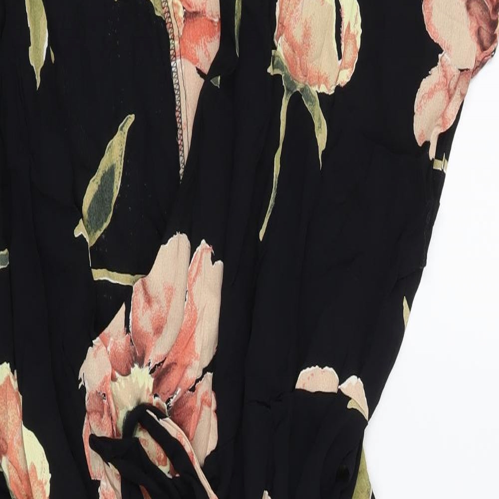 Topshop Womens Black Floral  Wrap Dress  Size 10