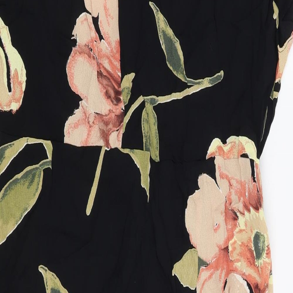Topshop Womens Black Floral  Wrap Dress  Size 10