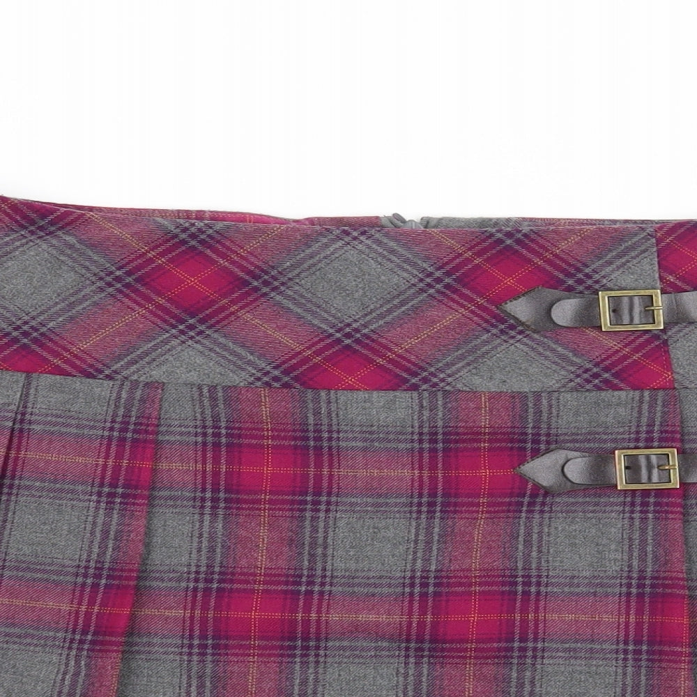 Papaya Womens Pink Check  Pleated Skirt Size 10
