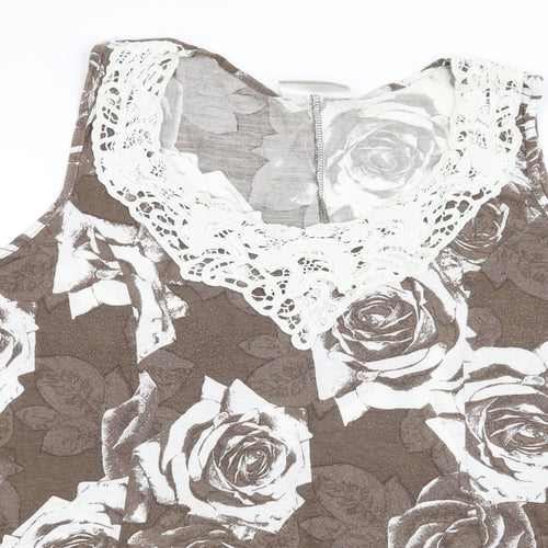 Wallis Womens Brown Floral  Basic T-Shirt Size XL