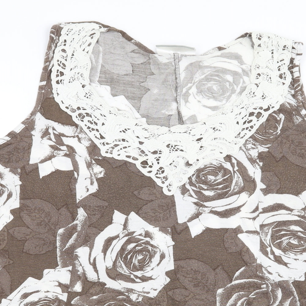Wallis Womens Brown Floral  Basic T-Shirt Size XL