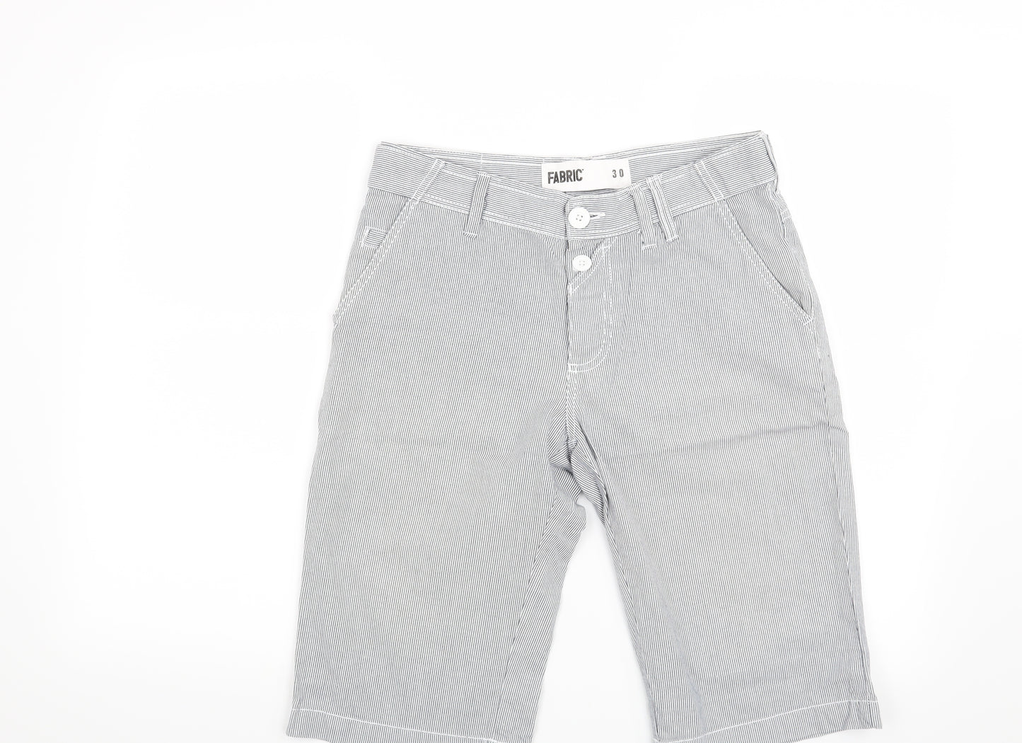 Fabric Mens Blue Striped  Chino Shorts Size 30