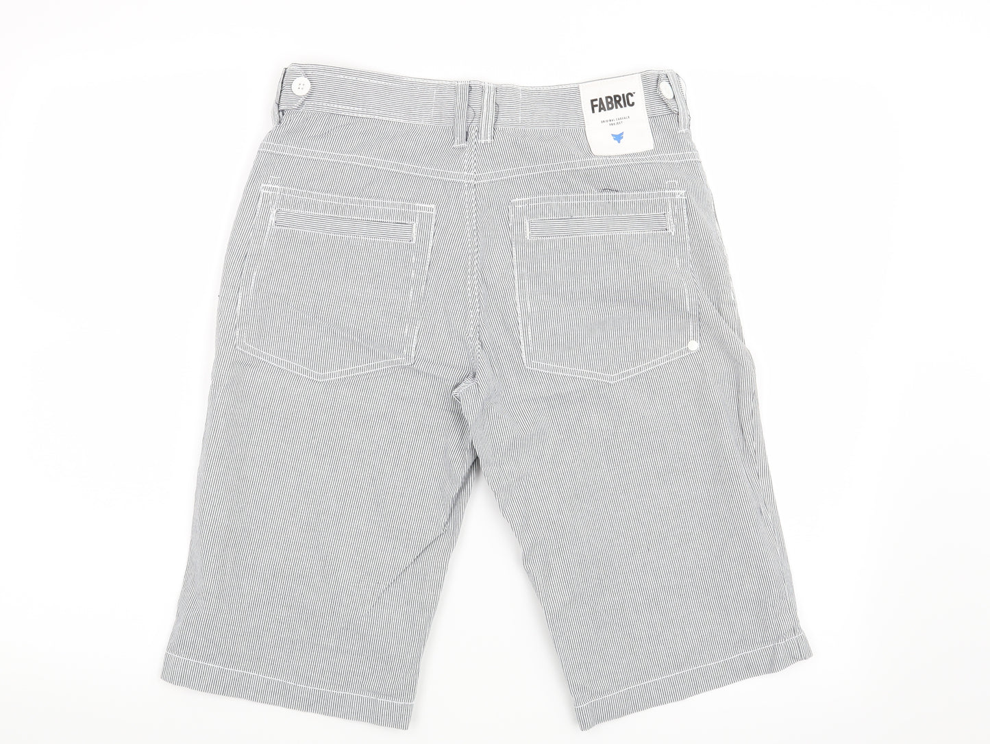 Fabric Mens Blue Striped  Chino Shorts Size 30