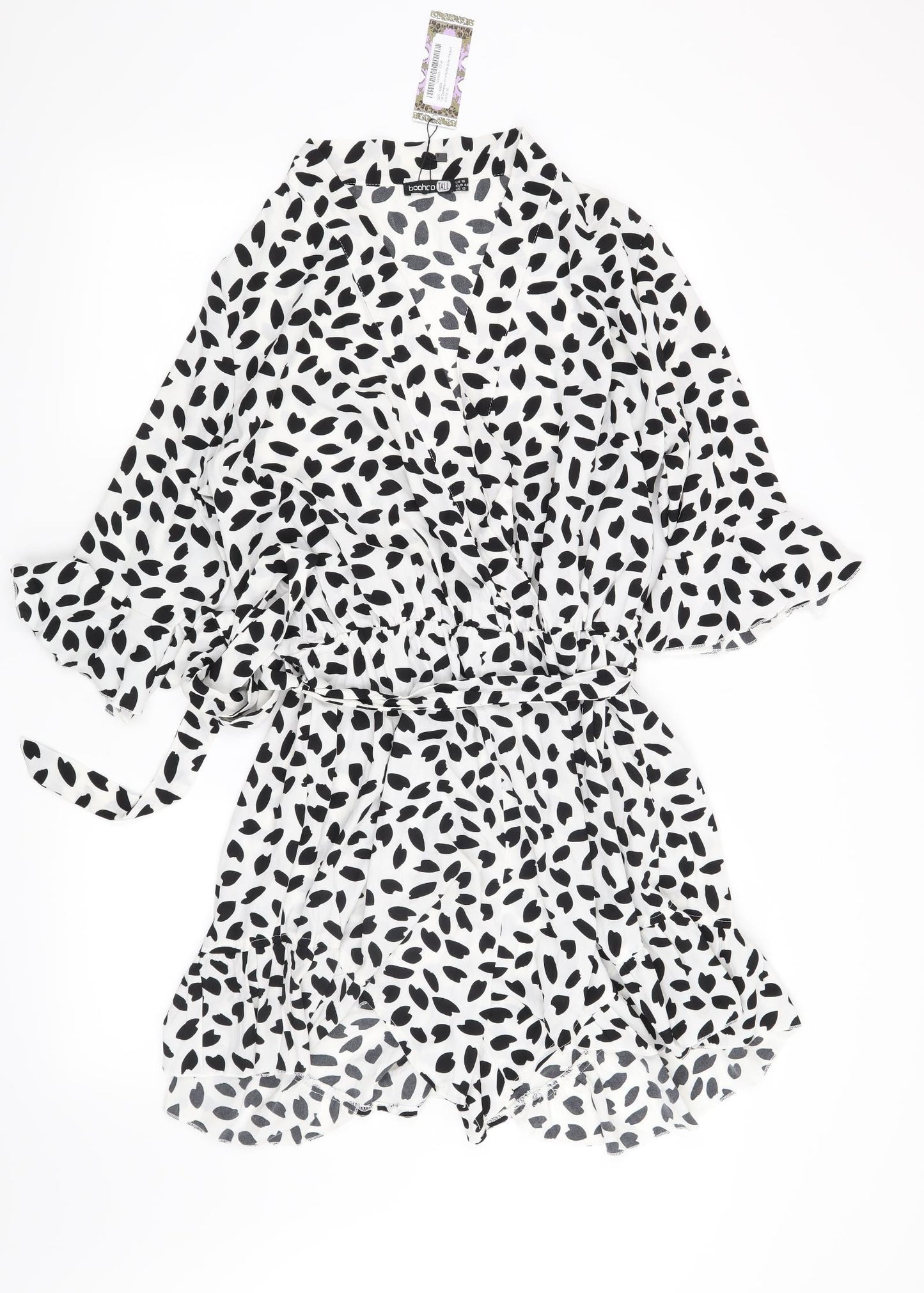 Boohoo Womens White Geometric  Playsuit One-Piece Size 16