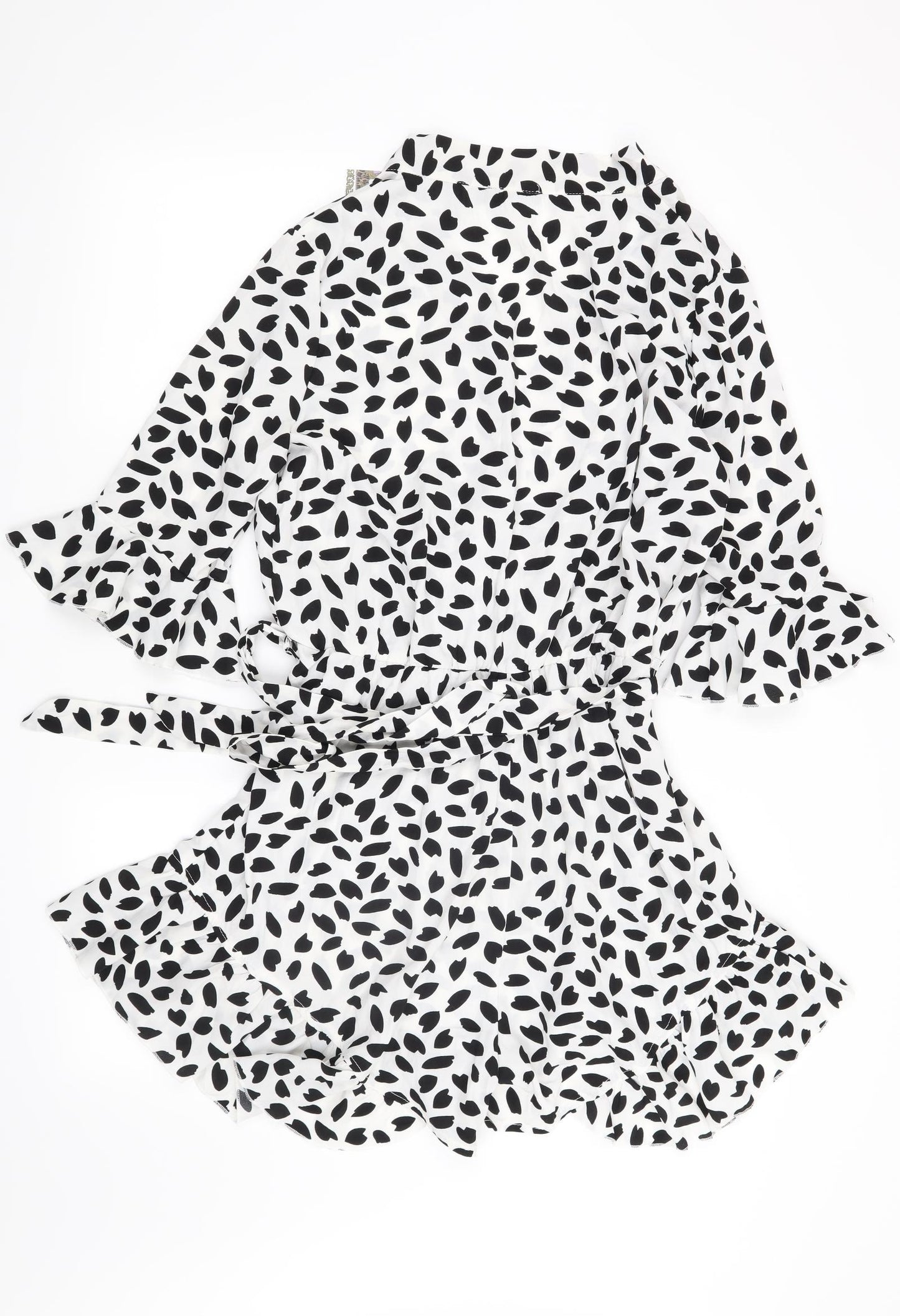 Boohoo Womens White Geometric  Playsuit One-Piece Size 16