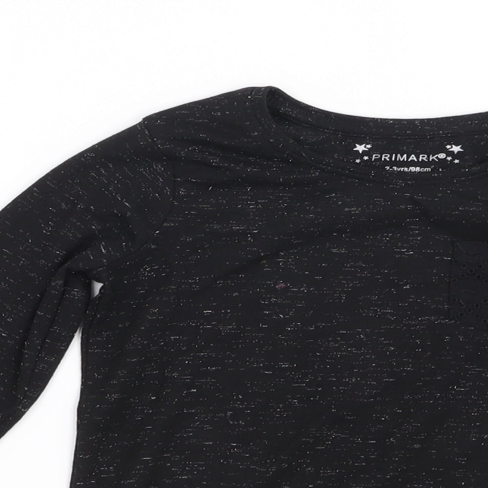 Primark Girls Black   Basic T-Shirt Size 2-3 Years