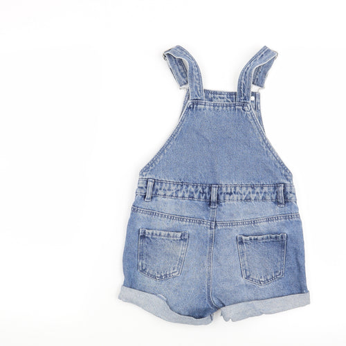 Denim & Co. Girls Blue   Dungaree Shorts Shorts Size 6-7 Years - pineapple