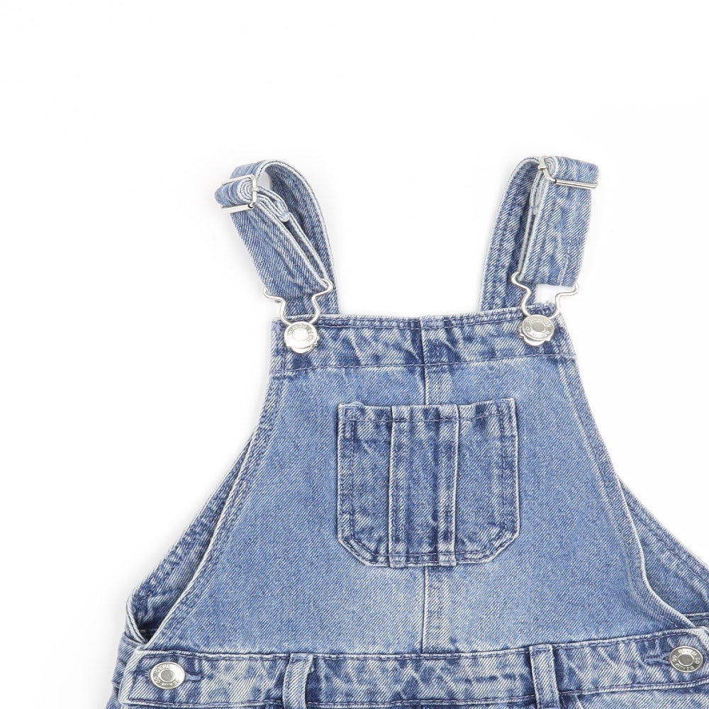 Denim & Co. Girls Blue   Dungaree Shorts Shorts Size 6-7 Years - pineapple