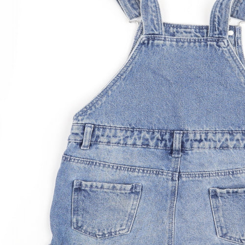 Denim & Co. Girls Blue   Dungaree Shorts Shorts Size 6-7 Years - pineapple