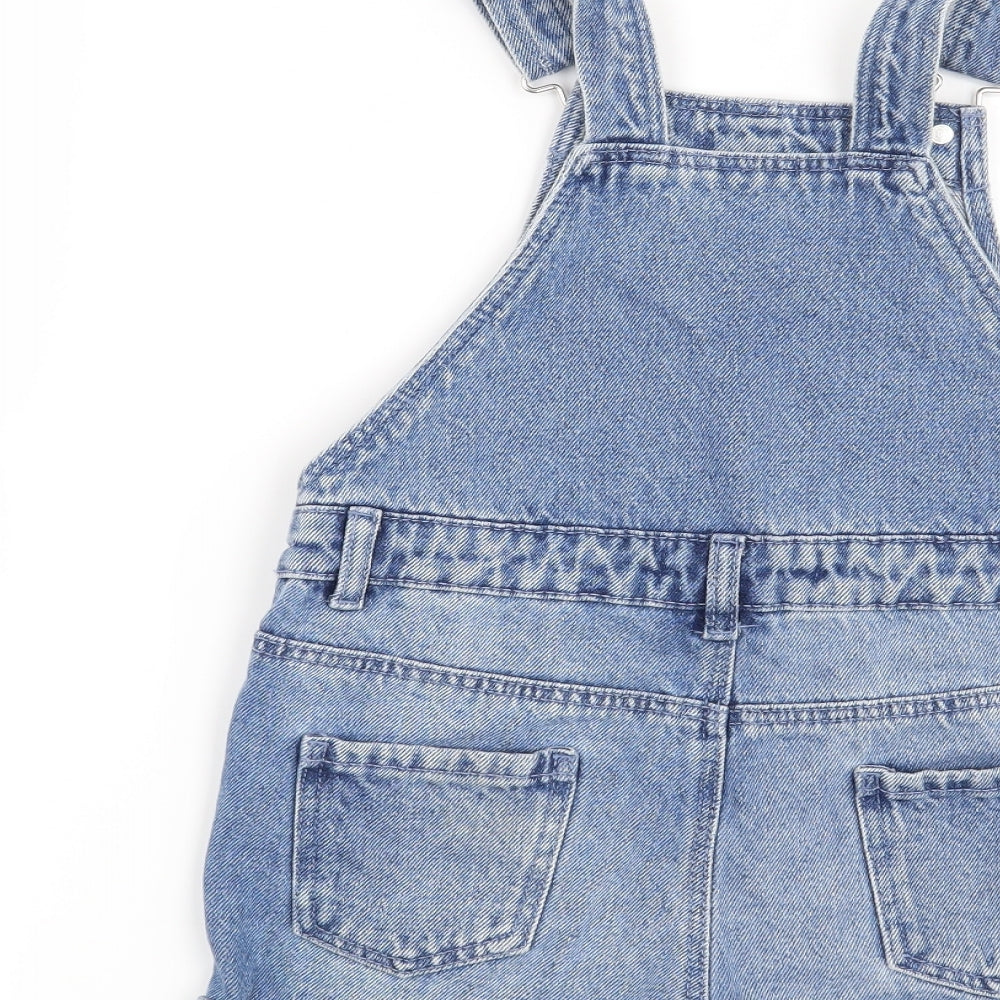 Denim & Co. Girls Blue   Dungaree Shorts Shorts Size 6-7 Years - pineapple