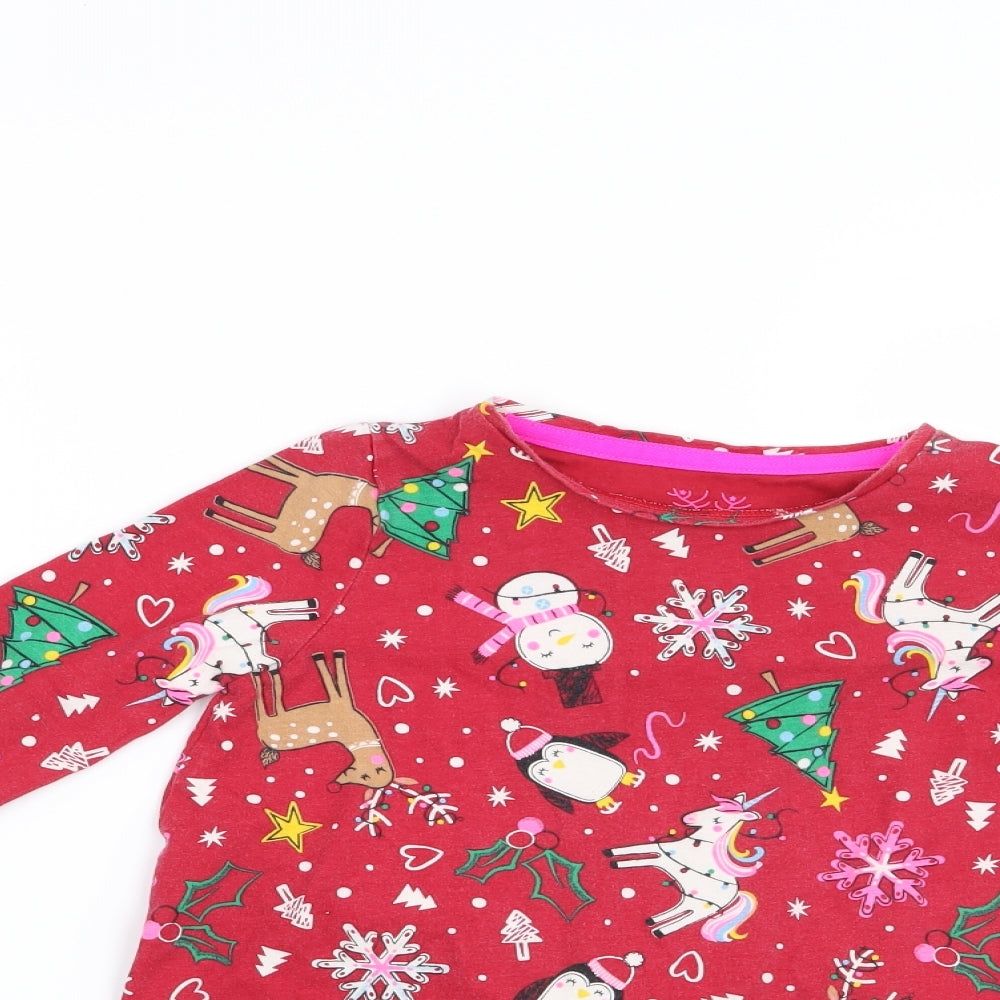 F&F Girls Red   T-Shirt Dress  Size 4-5 Years  - Christmas