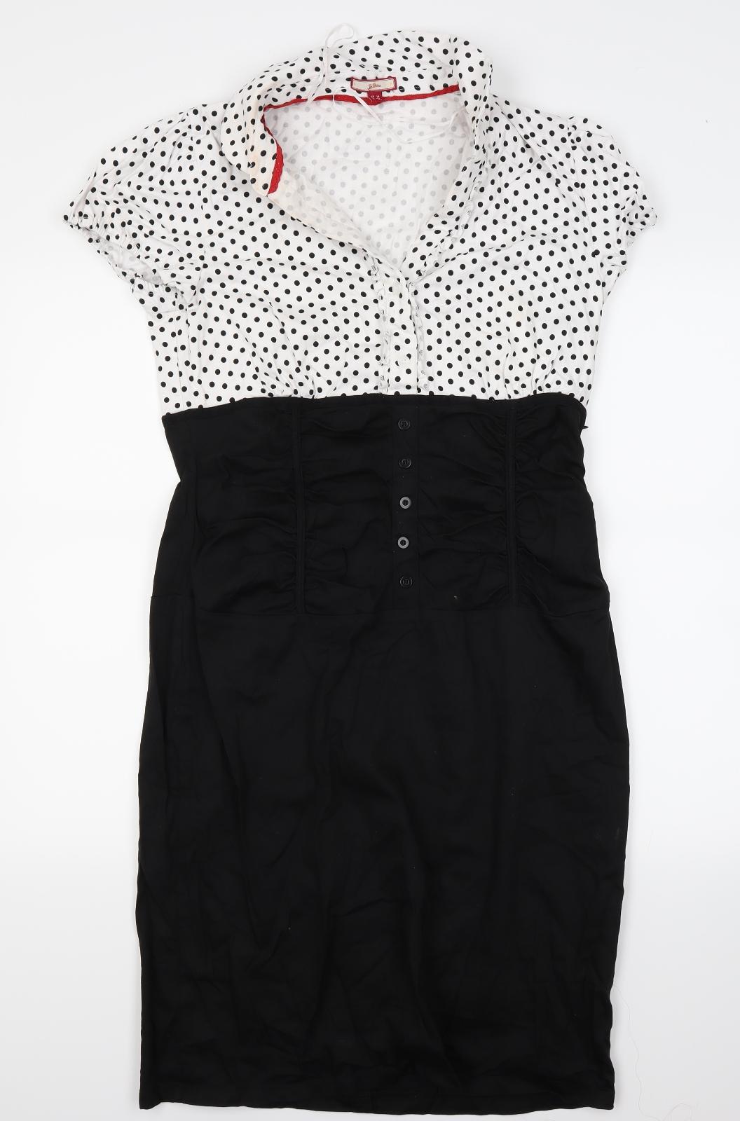 Joe Browns Womens White Polka Dot  Shirt Dress  Size 14