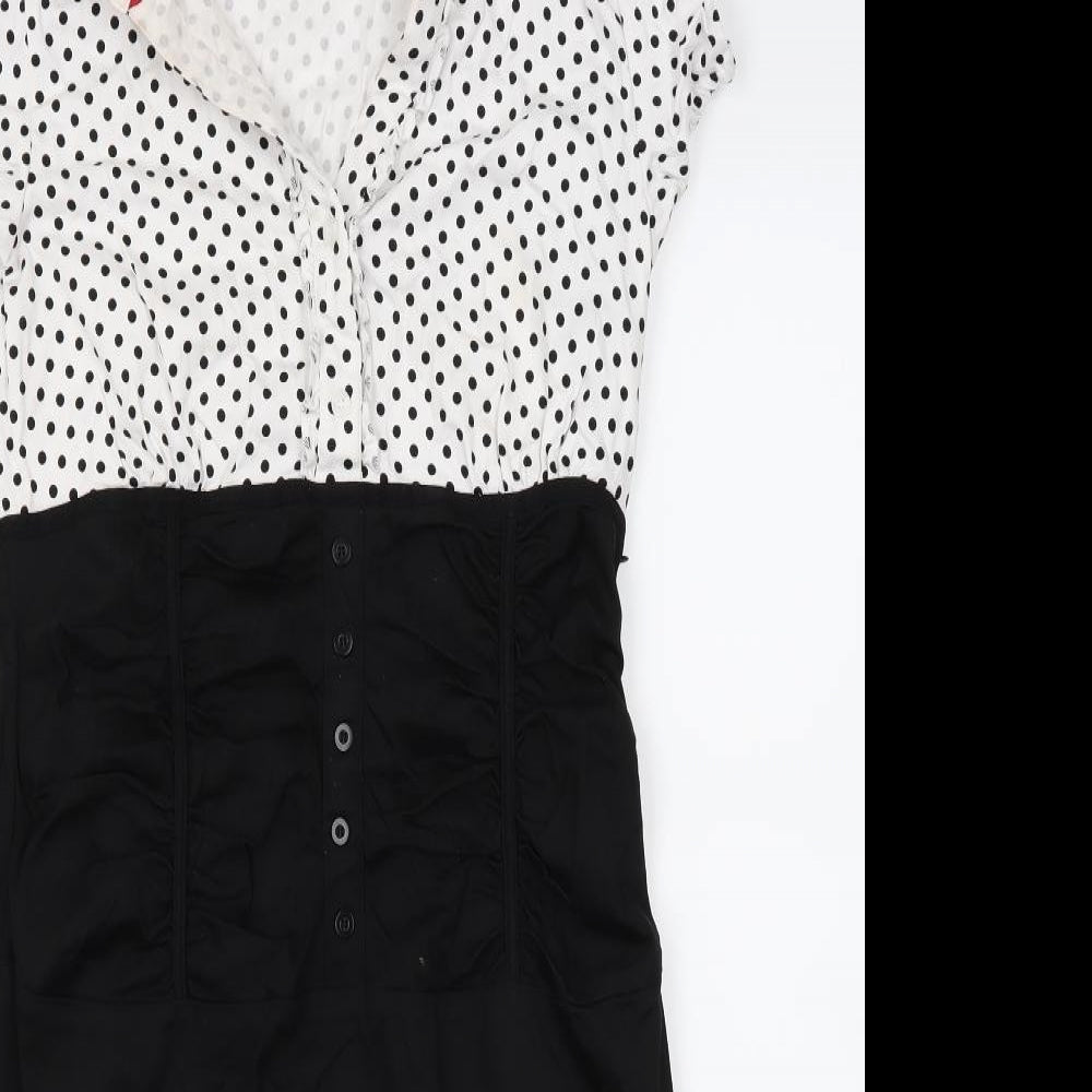 Joe Browns Womens White Polka Dot  Shirt Dress  Size 14