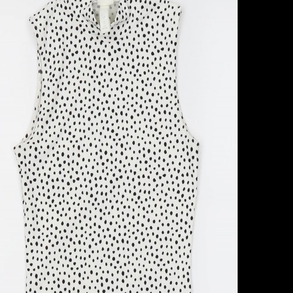 H&M Womens White Polka Dot  Basic Tank Size S
