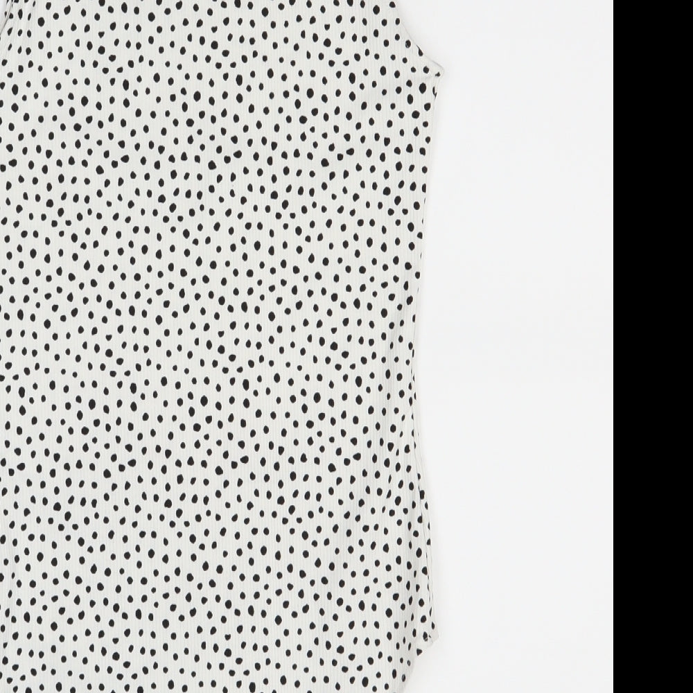 H&M Womens White Polka Dot  Basic Tank Size S