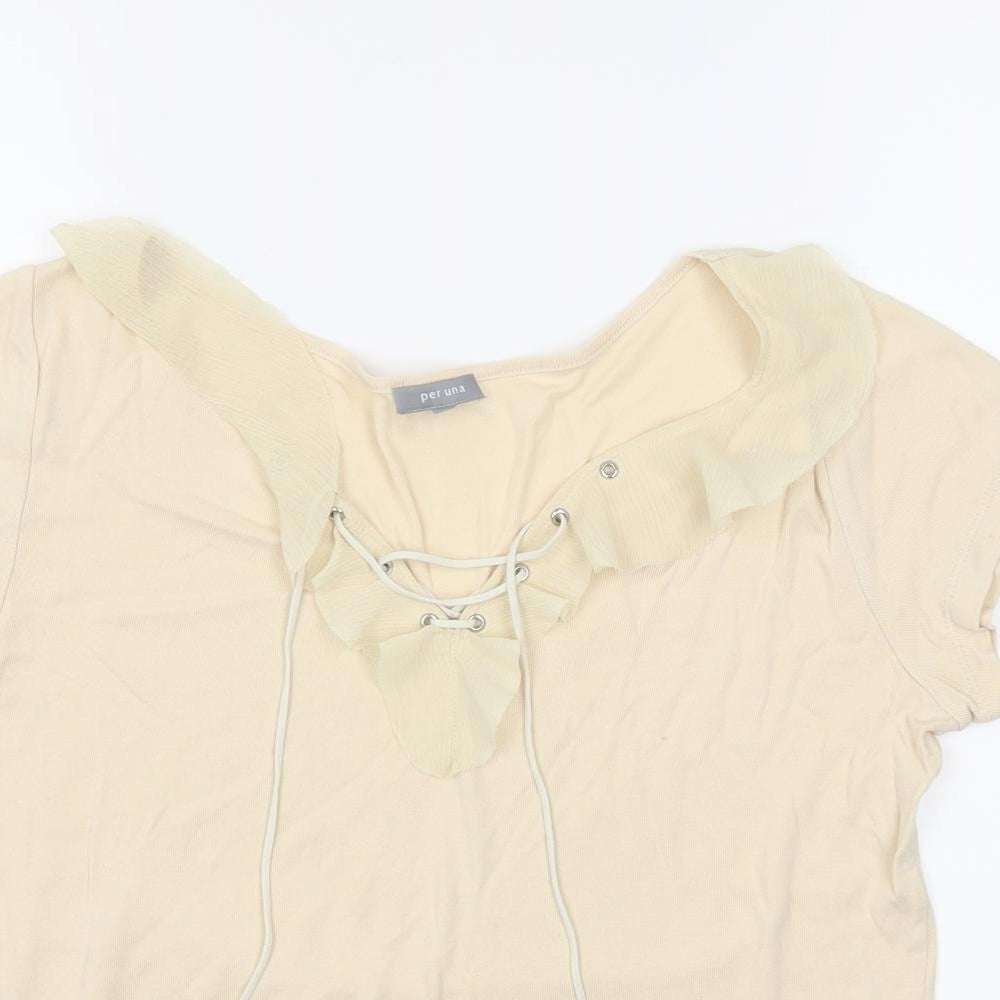 Per Una Womens Beige   Basic Polo Size 14
