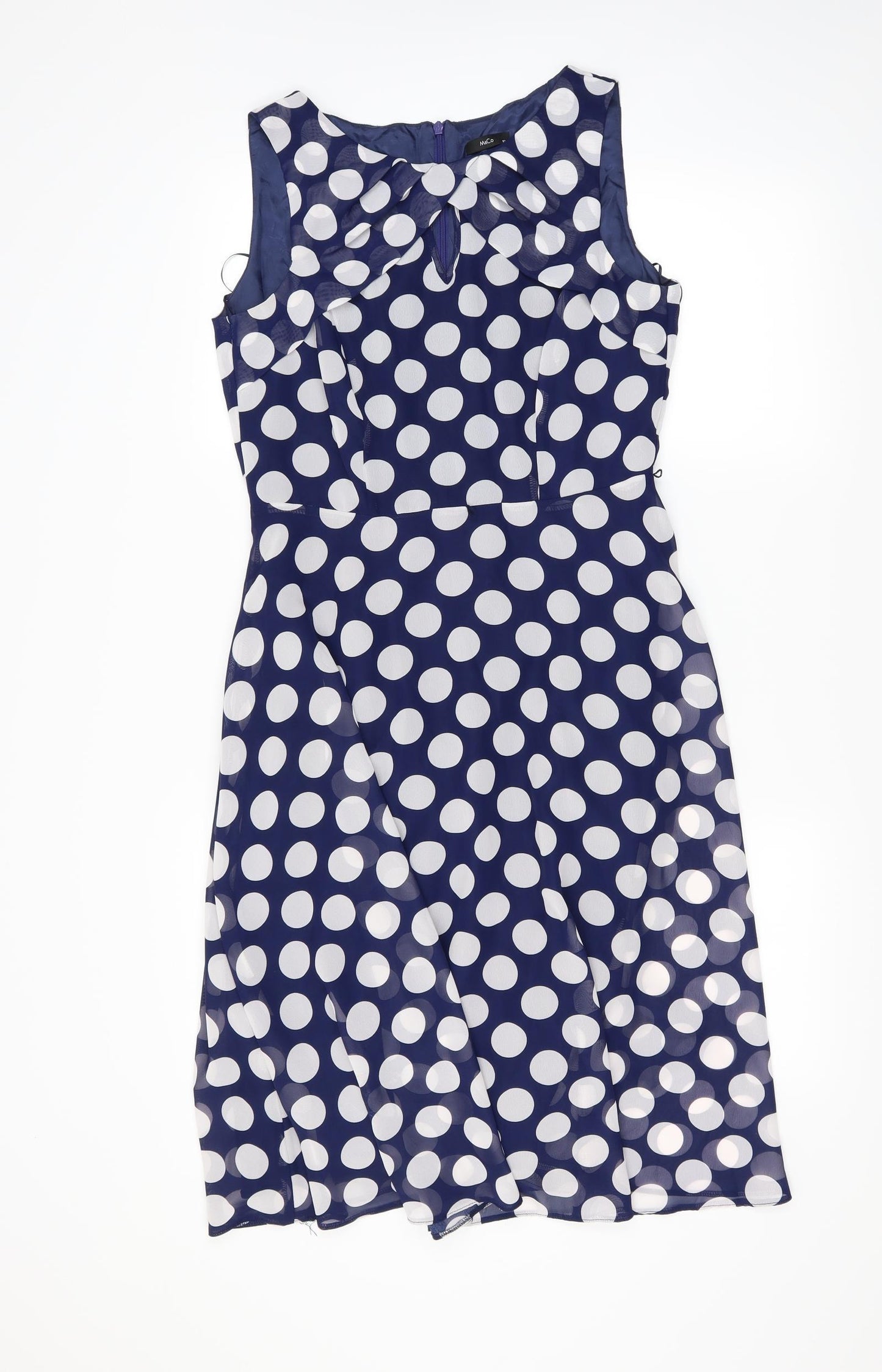 M&Co Womens Blue Polka Dot  Fit & Flare  Size 10