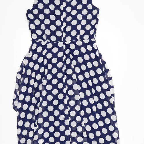 M&Co Womens Blue Polka Dot  Fit & Flare  Size 10