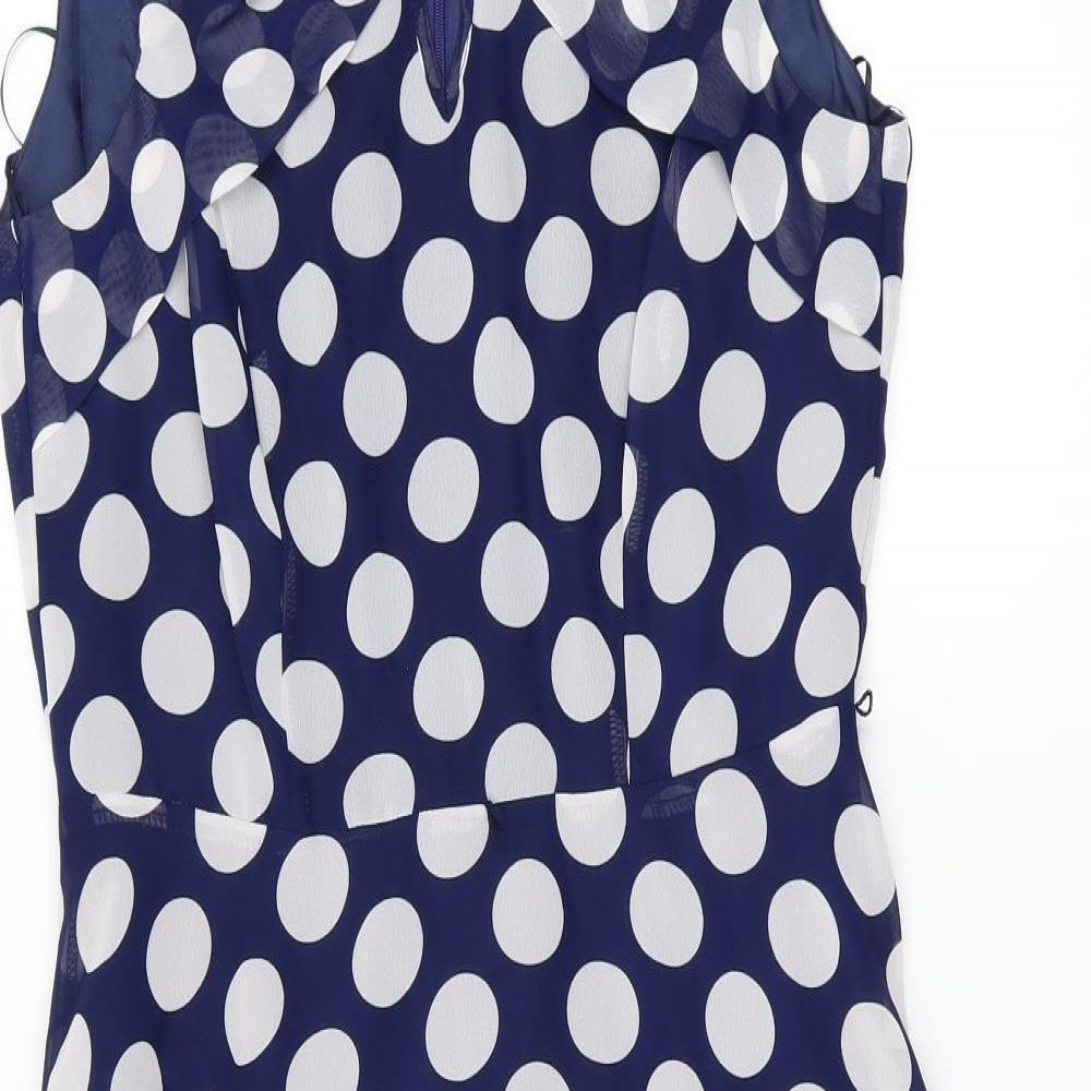 M&Co Womens Blue Polka Dot  Fit & Flare  Size 10