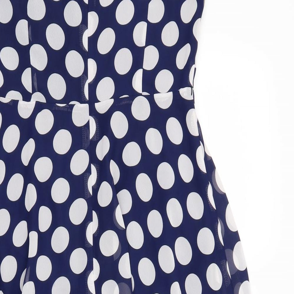 M&Co Womens Blue Polka Dot  Fit & Flare  Size 10
