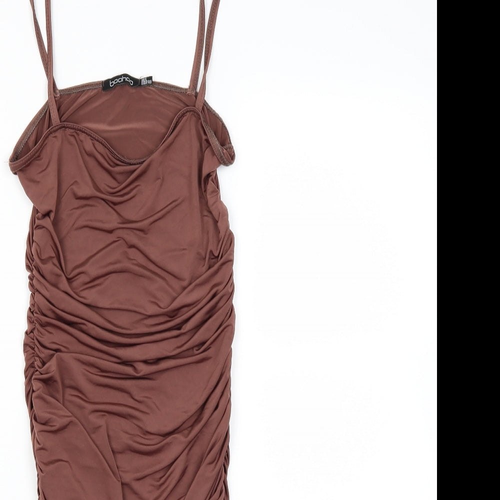 Boohoo Womens Brown   Slip Dress  Size 6
