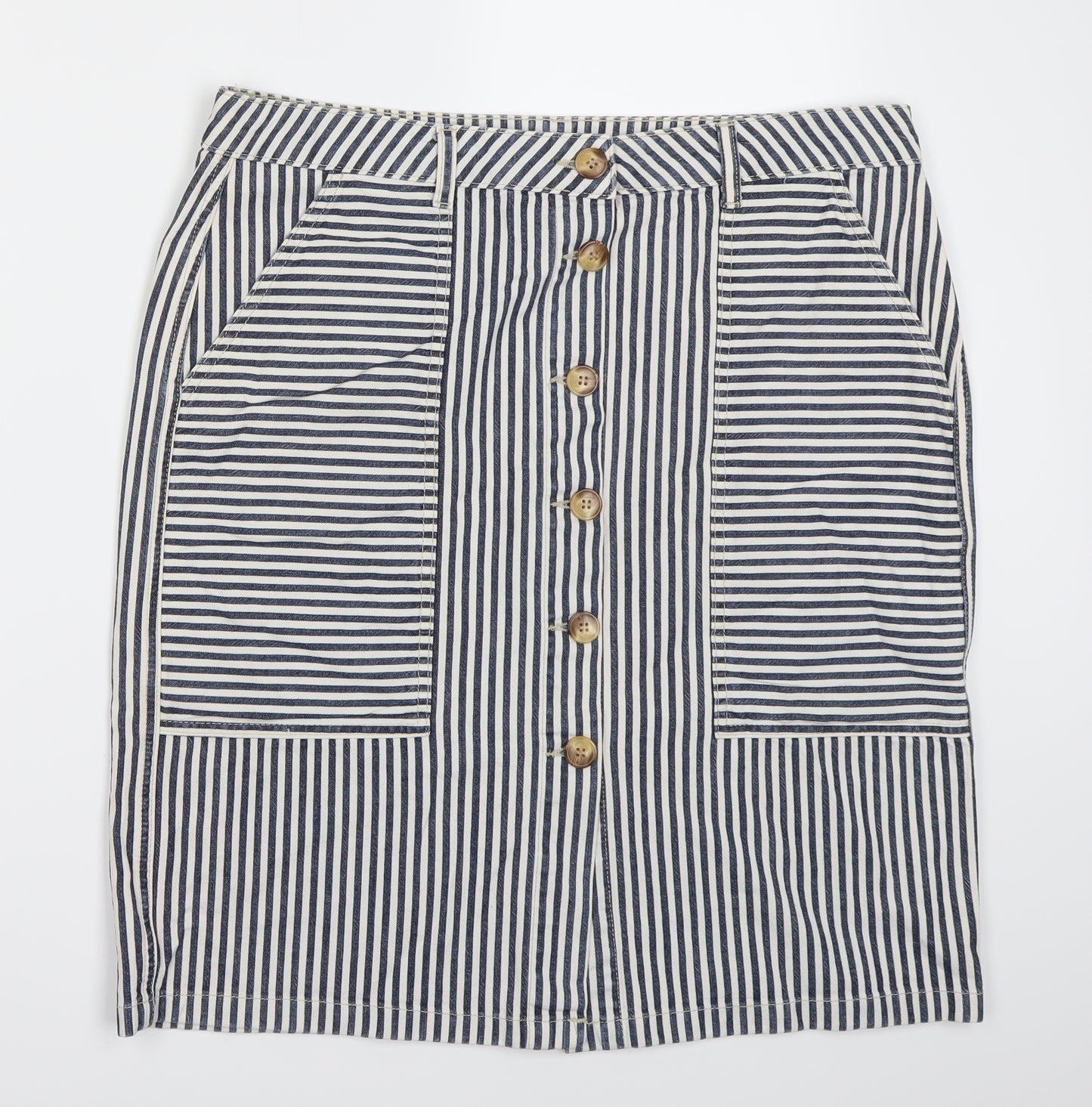TU Womens White Striped Denim A-Line Skirt Size 16