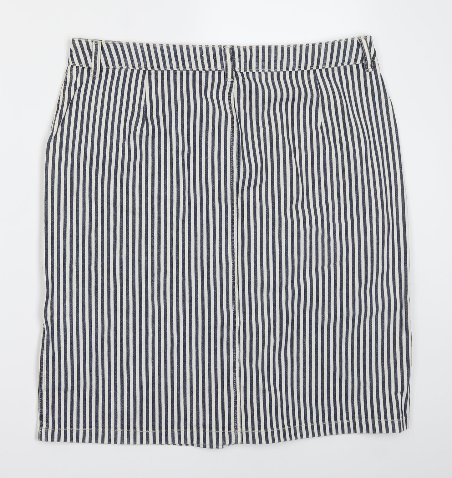 TU Womens White Striped Denim A-Line Skirt Size 16