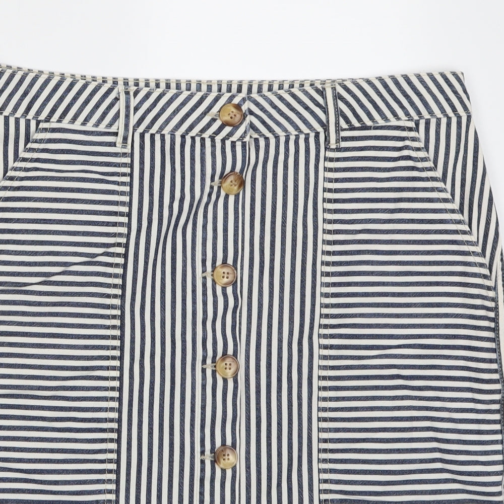TU Womens White Striped Denim A-Line Skirt Size 16