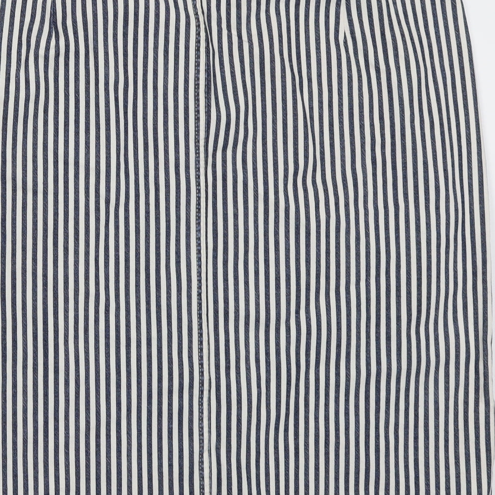 TU Womens White Striped Denim A-Line Skirt Size 16